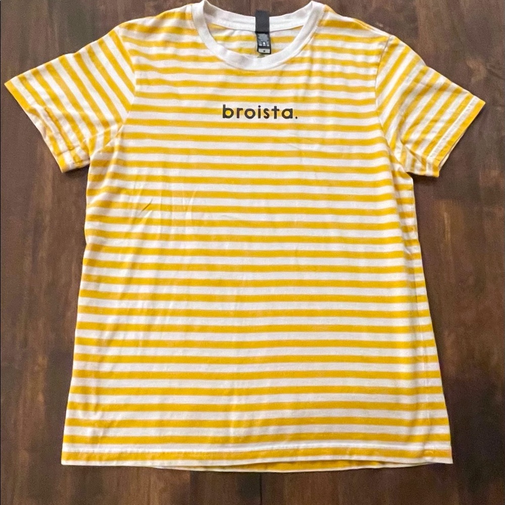 Dutch Bros “broista” Yellow Striped T-Shirt